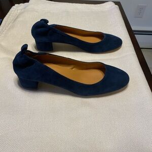 J Crew Anya Blue Suede Block Heels size 10